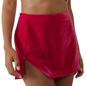 2 Free People berry pink phenom Annalise Velvet Mini skirt